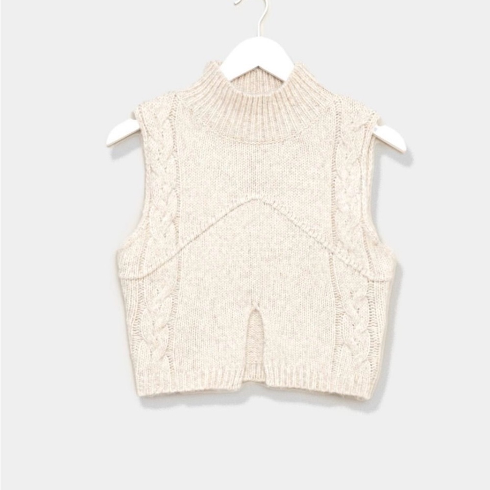 Mock Neck Split Sweater Vest-reversible